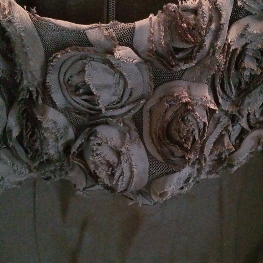 Black rosette embellished dress